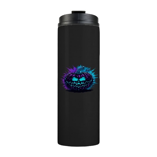 Neon Pumpkin Purple and Teal Thermal Tumblers