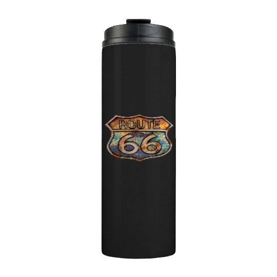 Route 66 vintage sign - Dingy metal sign 2 Thermal Tumblers