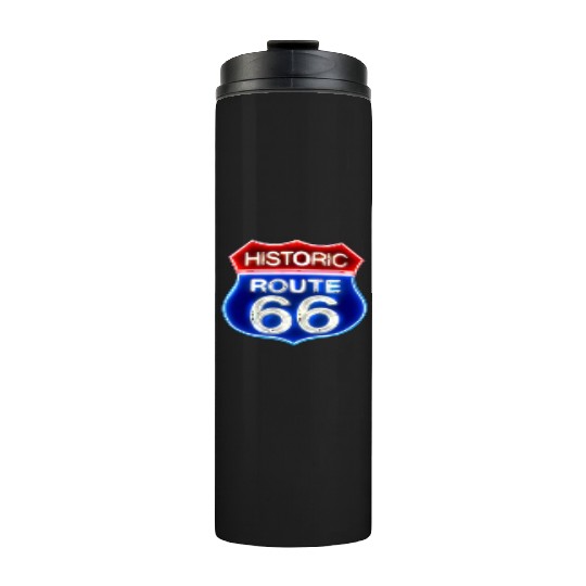Route 66 neon sign Thermal Tumblers