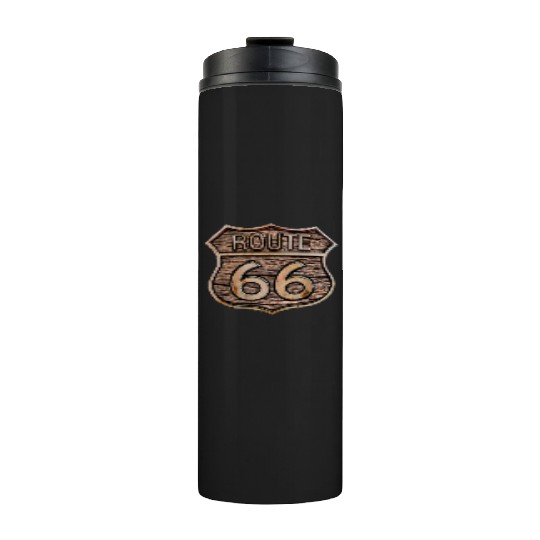 Route 66 vintage sign - Wood log signage Thermal Tumblers
