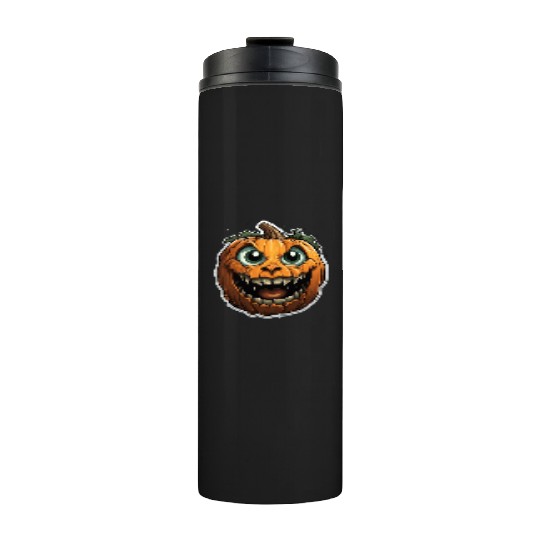 Scary Pumpkin Face I Spooky Halloween Thermal Tumblers