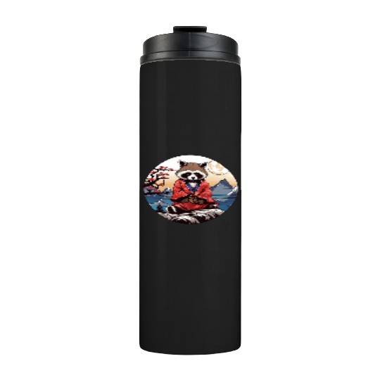 tanuki raccoon dog in kimono in anime style Thermal Tumblers
