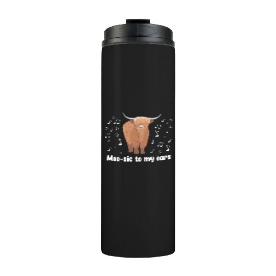 Moo-sic Funny Music Highland Cow Thermal Tumblers