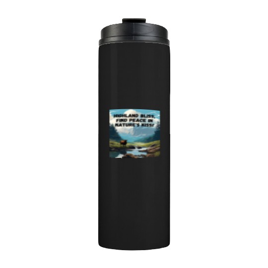 Highland Mountain Landscape with a highland cow Thermal Tumblers