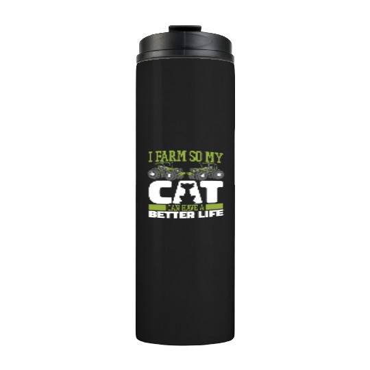 Farming Farmer Cat Thermal Tumblers