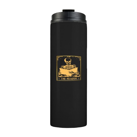 The Reader Tarot Card Bookish Skeleton Skull Hallo Thermal Tumblers