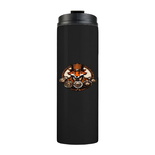 Steampunk Fox / Animal / Bronze / Old School Thermal Tumblers