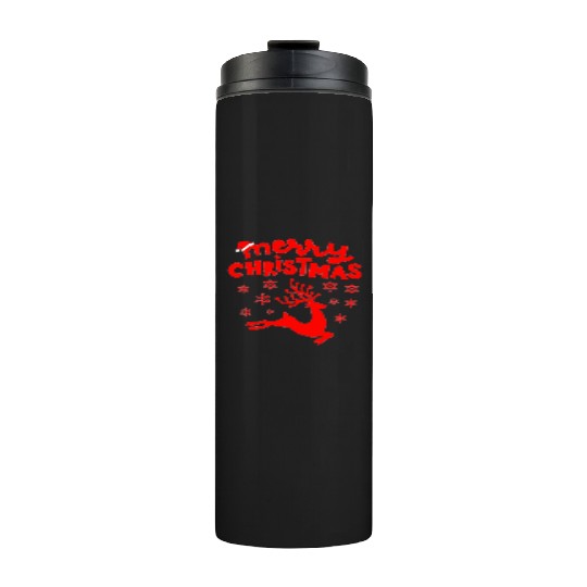 Merry Christmas Reindeer Thermal Tumblers