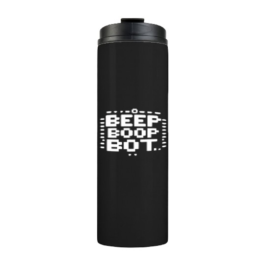 Beep Boop Bot - Retro 8-bit Robot Typography Thermal Tumblers