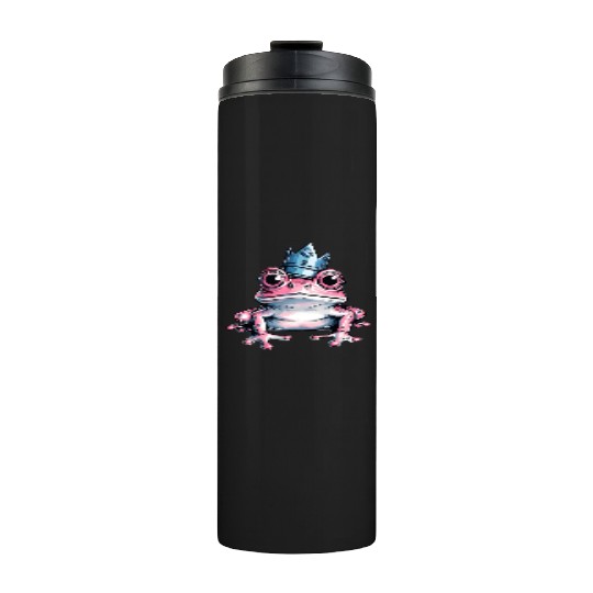 Cute pink frog with crown Thermal Tumblers