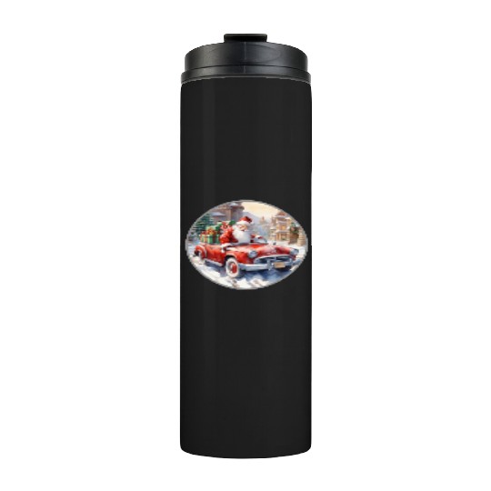 Santa Claus rides in a convertible car Thermal Tumblers