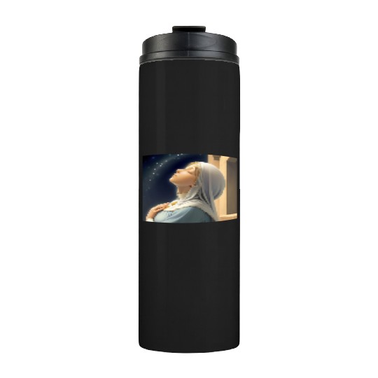 Virgin Mother Mary Praying on a Starry Night Thermal Tumblers