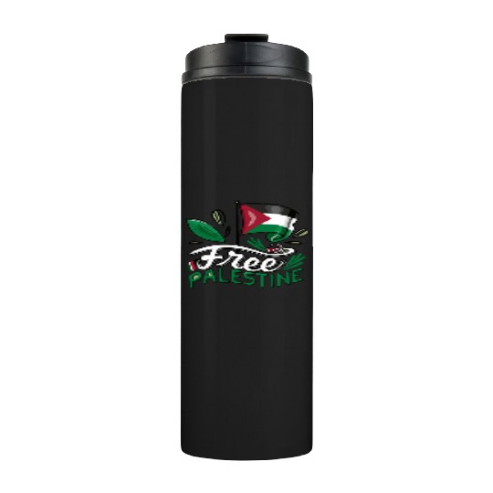 I Love Free Palestine Flag Save Gaza Palestinian Thermal Tumblers