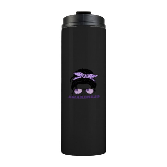 In May We Wear Purple Retro Lupus Awareness Month Thermal Tumblers