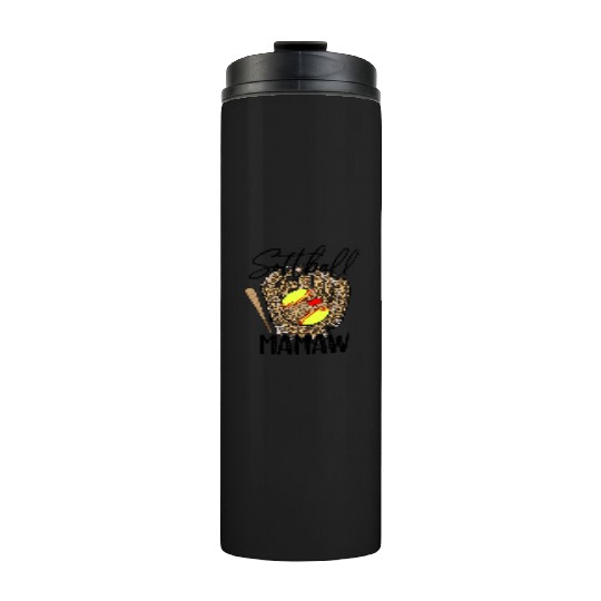 Softball Mamaw Leopard Game Day Softball Lover Thermal Tumblers