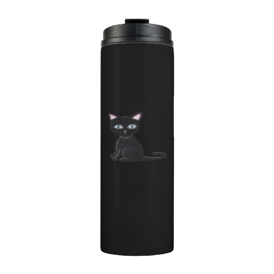 Mortis the Mysterious Black Cat Thermal Tumblers