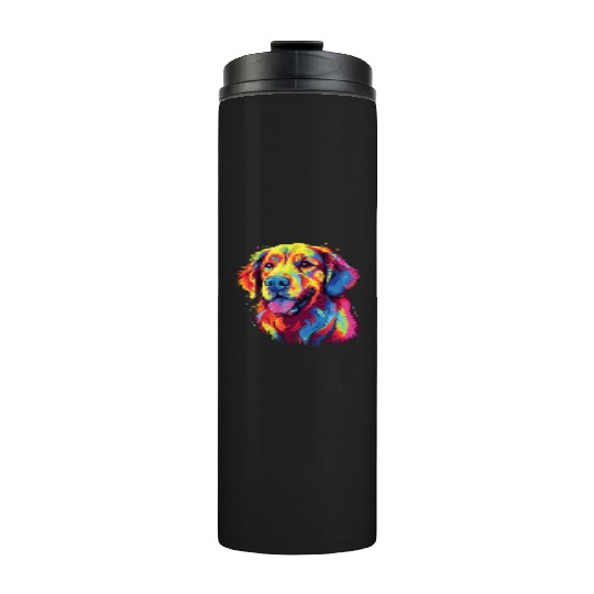 Watercolor Colorful Golden Retriever Thermal Tumblers