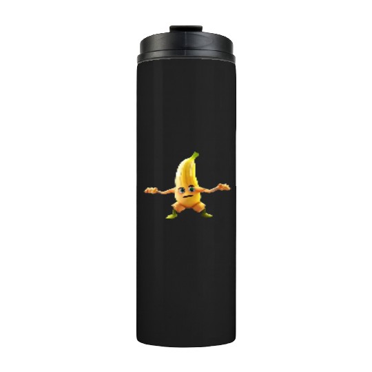 Video game character with a banana Thermal Tumblers