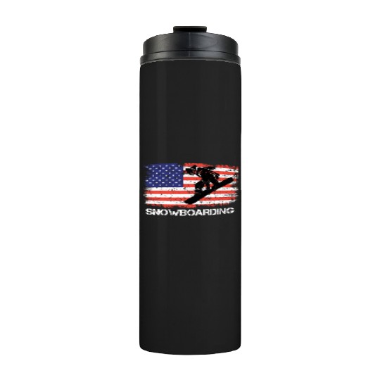 America Snowboarding Stars and Stripes Snowboard Thermal Tumblers