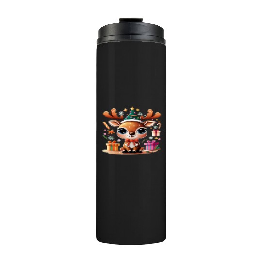 Cute Reindeer Merry Christmas Gift Happy Holidays Thermal Tumblers
