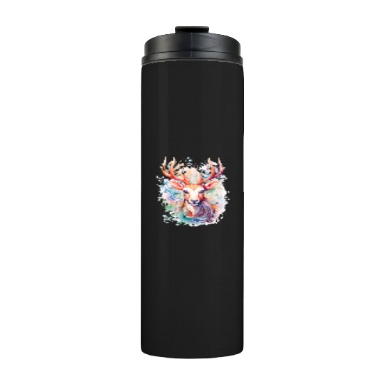 Colorful Reindeer Fantasy: Studio Ghibli Style Thermal Tumblers