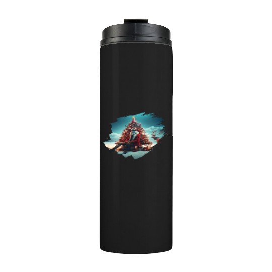 Christmas tree, Santa, gifts, and Reindeer Thermal Tumblers