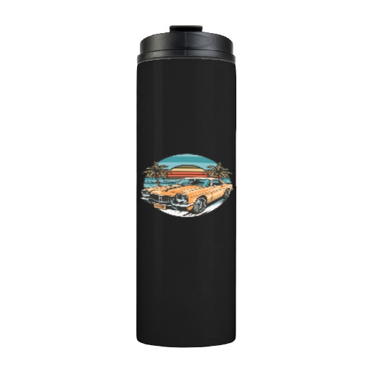 Retro classic car Miami street design Thermal Tumblers