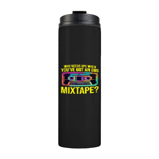 Neon '80s Cassette Tape: Nostalgic Retro Vibes Thermal Tumblers