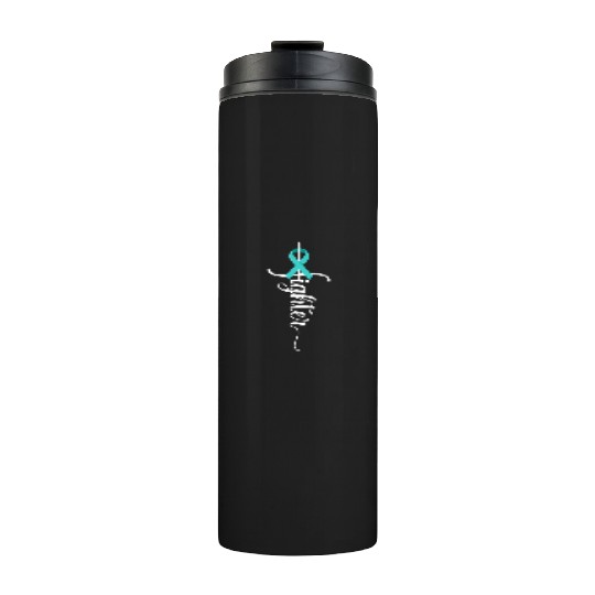 Fighter Christian Cross Warrior Ovarian Cancer Thermal Tumblers