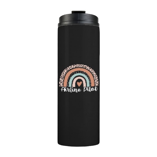 Airline Pilot Rainbow Leopard Funny Airline Pilot Thermal Tumblers