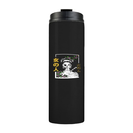 Japanese Samurai Floral Warrior Flower Woman Thermal Tumblers