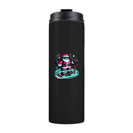 Witty 8-Bit Cyberpunk Santa Thermal Tumblers