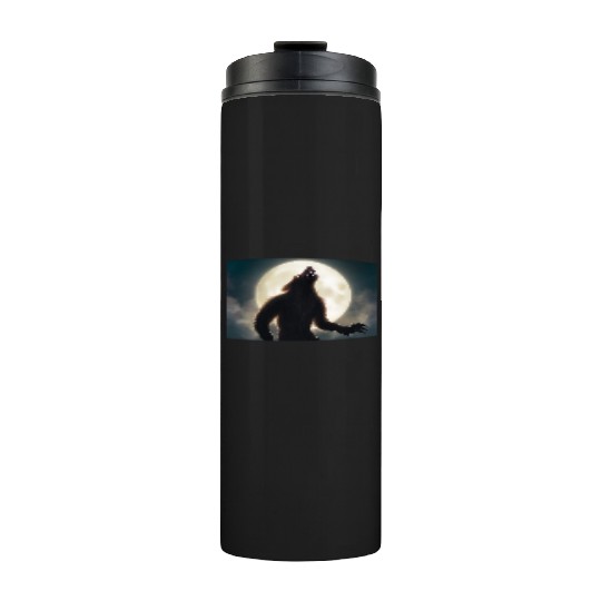 Werewolf standing in front of the moon Thermal Tumblers