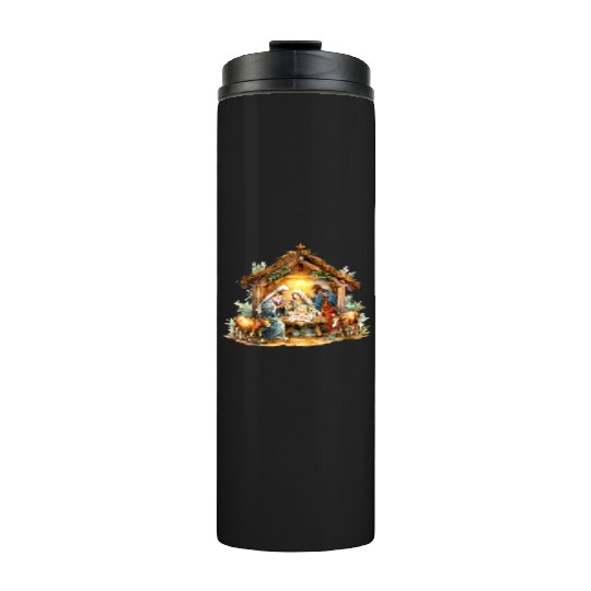 Nativity scene with Mary Joseph Baby Jesus Thermal Tumblers