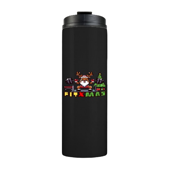 fit xmass, funny christmas reindeer Thermal Tumblers
