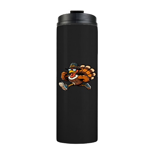 Running Turkey- Turkey Trot Running Thanksgiving Thermal Tumblers