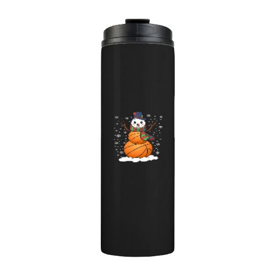 Snowman Basketball Fan Basketballs Snow Thermal Tumblers