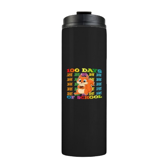 100 Days Of School Squirrel Teacher Thermal Tumblers