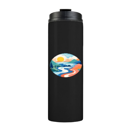 Modern Landscape River Design Thermal Tumblers
