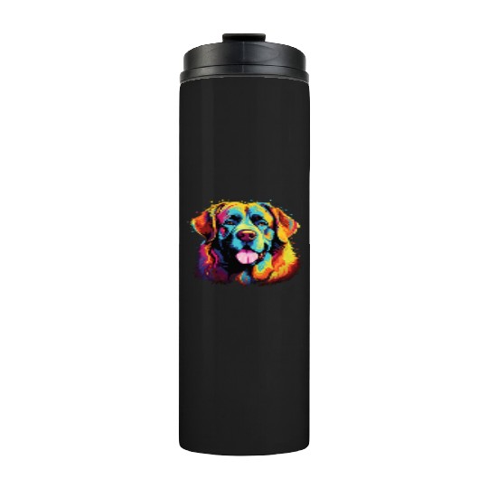 Watercolor Colorful Great Pyrenees Thermal Tumblers