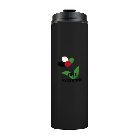 Free Palestine,Flag-colored rose ,watermelon color Thermal Tumblers