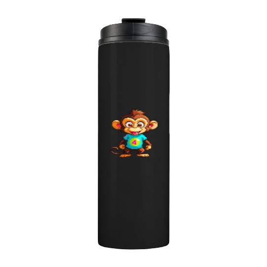 A Cartoonish Monkey in a Playful Pose Thermal Tumblers