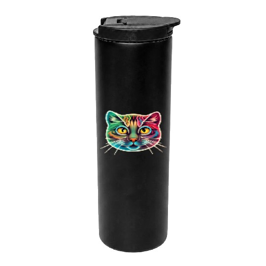cat face neon design Thermal Tumblers
