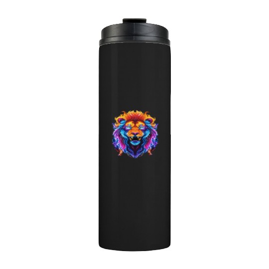 Roaring Spectrum: Colorful Lion Face Thermal Tumblers