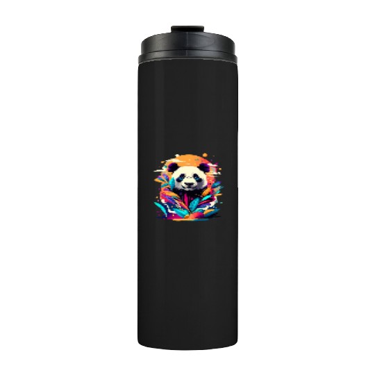 Giant Panda Colourful - Cute Panda Bear Bamboo Thermal Tumblers