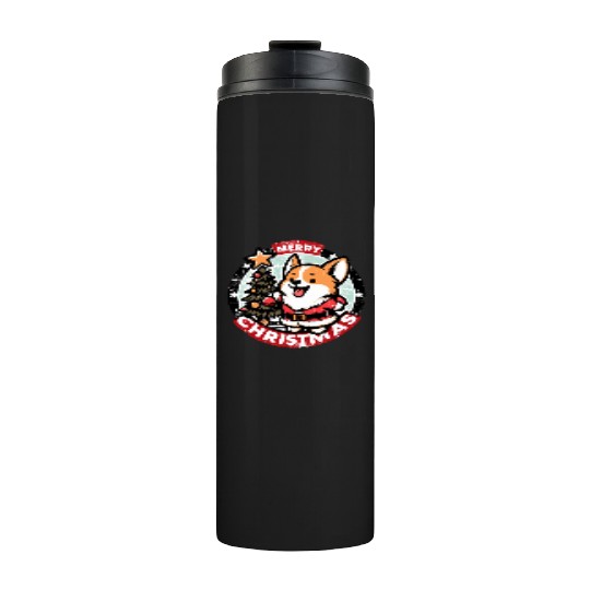 Retro Christmas Corgi Gifts For Dog Lovers Thermal Tumblers