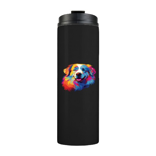 Watercolor Colorful Great Pyrenees Thermal Tumblers