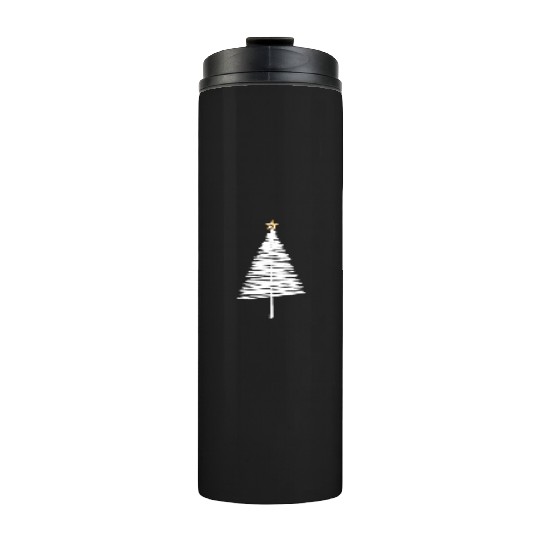 White Christmas Tree Brushstroke with Golden Star Thermal Tumblers