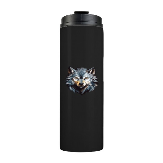 Majestic Wolf Face Illustration Thermal Tumblers
