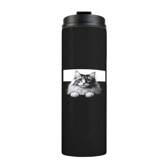 More Treats persian 1- Cute realistic cat drawing Thermal Tumblers